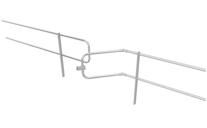 Grafik eines Türelements zur Erweiterung eines Schutzgeländers für Flachdächer.